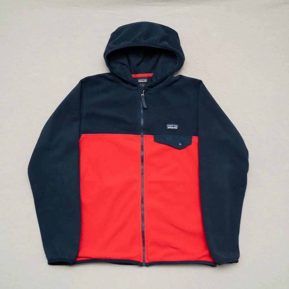 Patagonia‎ Kids' Micro D Snap-T Jacket Red Blue Youth L 12